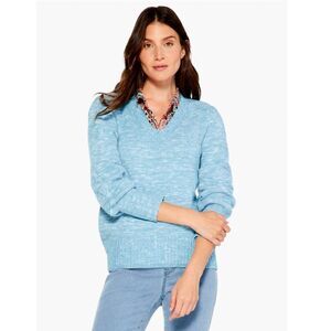 NIC+ZOE Evening Chill Sweater Coze Bishop Sleeve Ocean TideSize XL